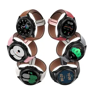 DUX DUCIS YA Series For Samsung Galaxy Watch6 Watch5 Huawei Watch GT3 Pro 43mm Genuine Cow Leather Strap 20mm Watch Band
