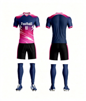 Ensemble de maillots d'entraînement de football en polyester uni, personnalisables avec logo, sublimation, uniformes de football bleus et blancs