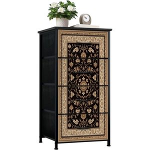 Commode moderne à 4 tiroirs avec organisateur de placard en bois MDF en métal sans couture Paisley dessiné à la main pour chambre à coucher Décoration intérieure Meubles en stock - Product Image 2