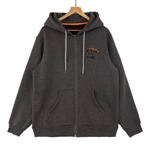 Embroidery Fleece Custom Zip up Hoodie Brown Men Hooded Print or Embroider Logo on Blank Hoodie Is Available Cotton Fabric Woven