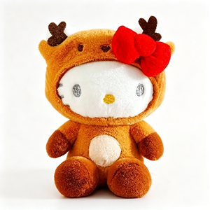 Venta al por mayor de juguetes de peluche: Muñeco de reno con disfraz de <span class=keywords><strong>Hello</strong></span> Kitty de 8 pulgadas, suave y abrazable, premio para máquina de garras de carnaval para niños - Product Image 1