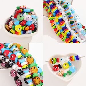 Cuentas de Vidrio de <span class=keywords><strong>Murano</strong></span> Hechas a Mano con Forma de Pez, Coloridas, con Orificio Recto, Accesorios para Hacer Joyas, Pendientes, Pulseras, Collares - Product Image 2