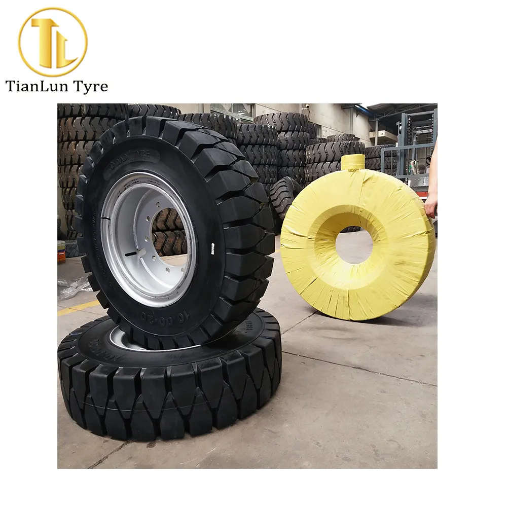 Solid Tyre 9.00-20 10.00-20 11.00-20 12.00-20 Wholesale Tires Heavy Duty Solid Forklift Tire