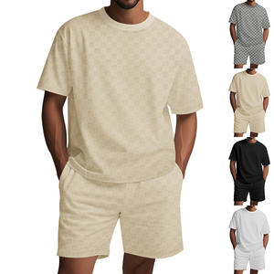 PASUXI <span class=keywords><strong>Tuta</strong></span> Sportiva Estiva da Uomo all'Ingrosso, Completo Traspirante a Scacchi con Maniche Corte per Corsa, Jogging e Palestra - Product Image 5