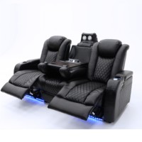 Geeksofa, asiento de teatro reclinable eléctrico con reposacabezas eléctrico, mesa desplegable sobre la cabeza, diseño de Control táctil, toma de corriente de luz