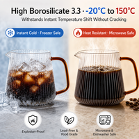 Teko Kopi Camping Minimalis Ramah Lingkungan dari Kaca Borosilikat Tinggi dengan Gagang Amber Bergaris Tahan Panas untuk Kopi DripTea.