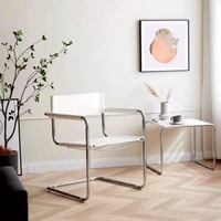 Chaise de salle à manger convertible en cuir marron style Bauhaus moderne