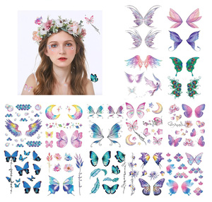 Tiktok สติกเกอร์รอย<span class=keywords><strong>สัก</strong></span>ชั่วคราวรูปผีเสื้อสำหรับสุภาพสตรีแฟชั่นยอดนิยมกันเหงื่อสำหรับเด็กผู้หญิง3D มีกากเพชรรูป<span class=keywords><strong>ผีเสื้อ</strong></span> - Product Image 1