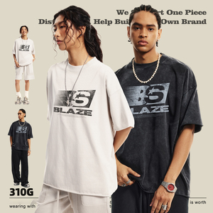 Tendencia de verano 2024 para hombres en Europa y los Estados Unidos, nueva camiseta de manga corta lavada de algodón suelto Retro americano para hombres - Product Image 1