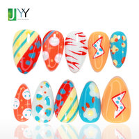 Ongles en gel press-on peints à la main, qualité supérieure, extra courts, forme amande, faux ongles artificiels faits à la main, réutilisables, en acrylique