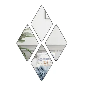 Jinnhome Black Diamond Shaped Mirrors 4er-Set Dekorative Spiegel für Wand dekoration Apartment Decor Wand kunst