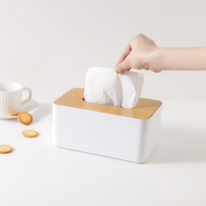 Nordic Style Desktop Tissue <b>Box</b> <b>With</b> Wooden <b>Lid</b> Multi Purpose Home Living Room Use - Product Image 1