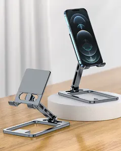 Suporte de mesa dobrável de metal universal para telefones celulares e tablets, suporte dobrável ajustável em liga de alumínio