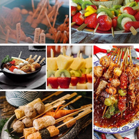 Lot de 50 brochettes jetables en bambou pour hamburgers, sandwichs et grillades, personnalisables