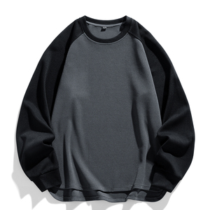 Customized <b>log</b> spliced round neck shoulder sweater casual and loose wearing a long-sleeved shirt with contrast and off-shoulder - Product Image 4