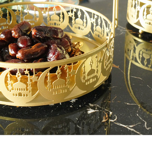 PAFU 2026 Ramadán bandeja de frutas de hierro diseño de Castillo hueco con estrella y <span class=keywords><strong>Luna</strong></span>, arte de artesanía casera para decoración de mesa de festival musulmán - Product Image 3