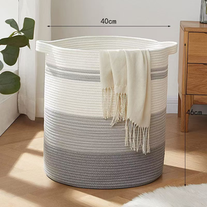 Modern <strong>Laundry</strong> <strong>Baskets</strong> Large Folding Woven Cotton Rope <strong>Baby</strong> Storage <strong>Laundry</strong> <strong>Basket</strong> With Handles - Product Image 3