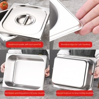 Bac Gastronorme en Acier Inoxydable avec Couvercle, Plusieurs Tailles, Bac pour Table à Vapeur, Contenant Alimentaire Empilable pour Buffet, Restaurant, Traiteur