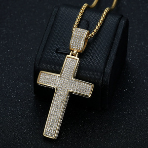 Collar con colgante de cruz de acero inoxidable con diamantes de imitación para hombres y mujeres, joyería de regalo estilo Hip Hop - Product Image 2