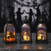Lanterne décorative d'Halloween, lampe citrouille rétro à quatre coins, pour ambiance de fête et de danse, ornement de costume