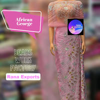 En gros Lourd Perlé Broderie Filles George Wrapper Tissé Georgette Tissu pour Toutes Les Robes Faire Somali George Wrapper Vente