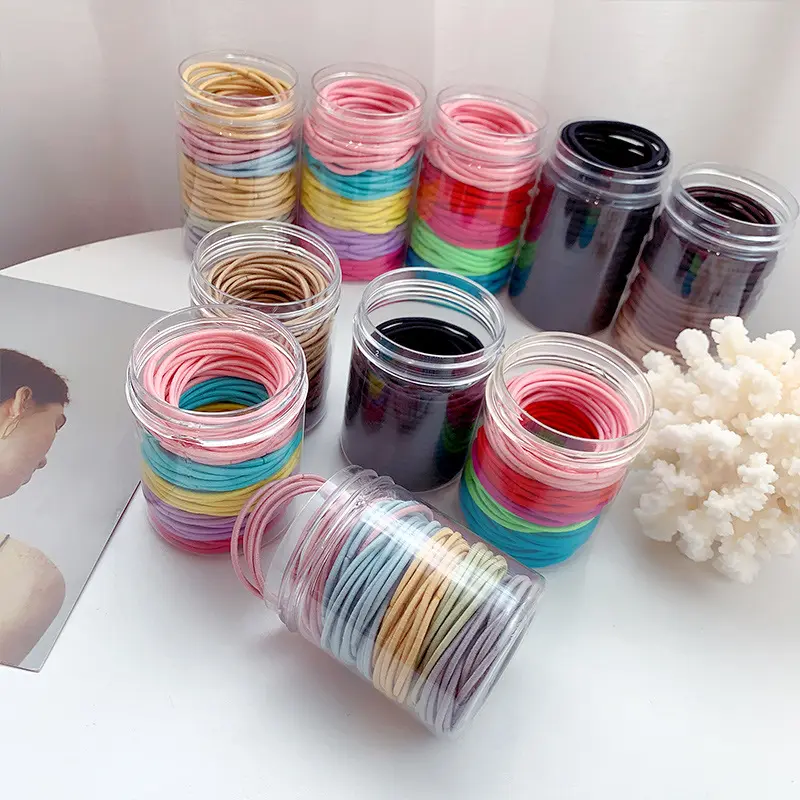 100PCS/Box Candy Color Elastic Hair Bands High Quality Women Girls Rubber Bands Simple Hair Ties