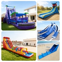 Toboggan aquatique commercial extérieur à double voie en PVC, toboggan aquatique gonflable pour enfants avec piscine pour adultes