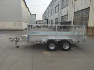 8*5 Heavy Duty Hot Dipped Galvanized Farm Tandem Cargo Box Trailer With Cage