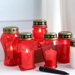 <span class=keywords><strong>Bougie</strong></span> votive LED 3D sans flamme réutilisable écologique, lumières rouges <span class=keywords><strong>pour</strong></span> <span class=keywords><strong>cimetière</strong></span>, église, tombe - Product Image 3
