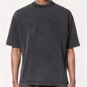 Wholesale Heavy Cotton 280 Gsm Vintage Washed <b>High</b> <b>Neck</b> <b>Tshirt</b> With Your Own Logo - Product Image 3