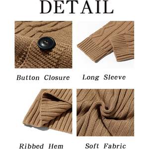 2025 Cárdigan para hombre, suéter con botones, manga larga, ajustado, tejido con Cable, suéteres informales de invierno, decoración con patrón de animales, ODM - Product Image 5