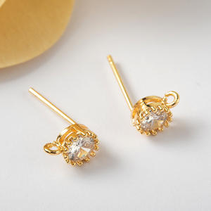 Pendientes de Oro Sólido de 14K con Circonita y Engaste de Garras, Aro Abierto para Fabricación de Joyería DIY |   Pendientes de Corazón Minimalistas de Lujo para Mujer, Uso Diario, 0.2g - Product Image 6