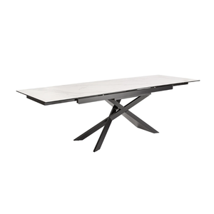 Mesa <span class=keywords><strong>de</strong></span> Comedor Extensible <span class=keywords><strong>de</strong></span> Mármol Moderna y Elegante con Patas Cruzadas, para Uso en Hogares, Hoteles y Salas <span class=keywords><strong>de</strong></span> Conferencias - Product Image 1