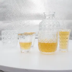 Toptan 200ml özel Logo Stemless Highball içme şarap bardakları altın jant cam ile