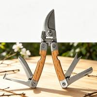 Cisailles de jardin VERTAK 5 en 1, outils de greffage et d'élagage d'arbres, manche en bois, ciseaux de jardin multifonctions en acier inoxydable