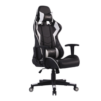 Chaise de jeu en cuir souple noir, dossier haut inclinable, chaise de sport de course pour joueurs, chaise de bureau réglable pour PC, chaise pivotante