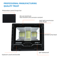Reflector LED Solar de Aluminio Fundido a Presión, 40-300W, IP66 Impermeable, Batería LiFePO4 con Pantalla Digital para Patio y Estacionamiento