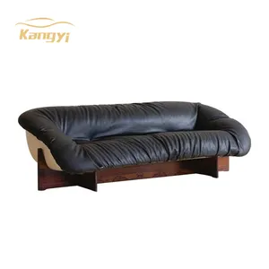 Modern light luxury office living room Italian solid wood leather sofa Sitting Room Furniture