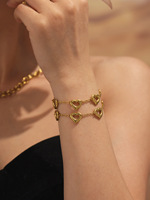 Bracelet tendance pour femme en acier inoxydable plaqué or 18 carats certifié H2, avec fermoir cœur creux et chaîne, bijoux soudés