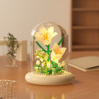 Nouveau Kit de Blocs de Construction DIY MOC, Jouets Modèles en Plastique pour Enfants pour l'Arrangement Floral, Housse Anti-Poussière, Tulipe, Rose, Tournesol, Succulentes, Jardins
