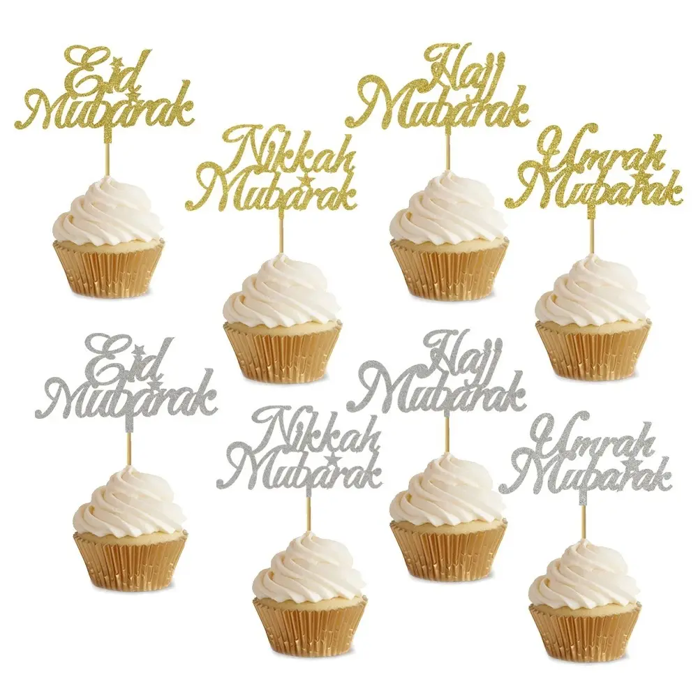 New Product Ideas 2021 Eid Cake Topper 6pcs/bag Eid Mubarak Cake Topper Eid Mubarak Ramadan Cake Topper Ramadan Decorations