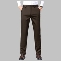 Pantalons habillés pour homme, coupe droite, classique, automne et hiver, taille extensible, pour le travail, décontracté