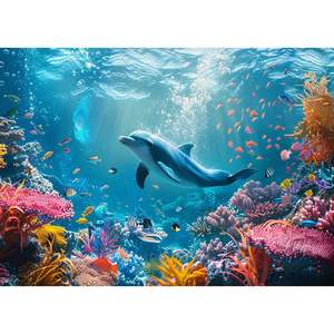 Vibrant 7x5ft Muslin Backdrop Seabed World avec des poissons de corail colorés pour les photoshoots d'aquarium et les décorations de fête - Product Image 2