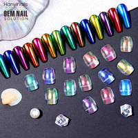 Hanyinails vente en gros LOGO personnalisé laser aurora paillettes effet métal miroir magique liquide chrome poudre liquide vernis à ongles liquide