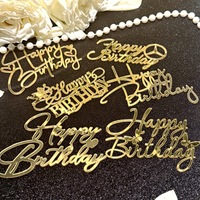 Happy Birthday Acryl-Kuchenaufsatz im Ins-Stil, goldener Cupcake-Aufsatz, Dessert-Kuchenseitenaufsatz, Geburtstagstorten-Dekorationszubehör