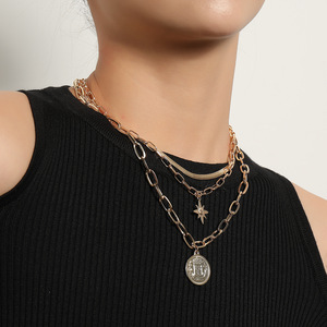 Colgante de Avatar redondo geométrico de joyería transfronteriza europea y americana para mujer Vintage Starburst Rhinestone hueso de serpiente - Product Image 2