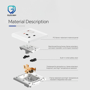 工厂热卖前景系列OEM & ODM白色CE/IEC证书英国标准墙壁开关和插座电气 - Product Image 6