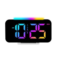 Huayang Art Deco Quarz RGB Farbwechsel Digitaler Wecker mit Temperatur- und Feuchtigkeitssensor Studier-Nachtlicht