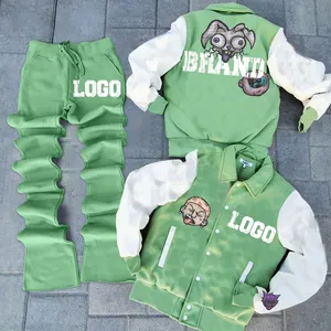 Bộ áo khoác varsity mùa đông unisex 6XL, size lớn, áo khoác nỉ nam thêu logo tùy chỉnh, 100% cotton, cung cấp dịch vụ OEM - Product Image 1