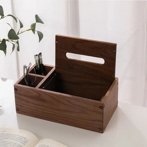 Boîte à mouchoirs en bois de noyer noir, bois massif, luxe léger, convient pour chambre à coucher, salon, maison, table basse créative, salle à manger - Product Image 3